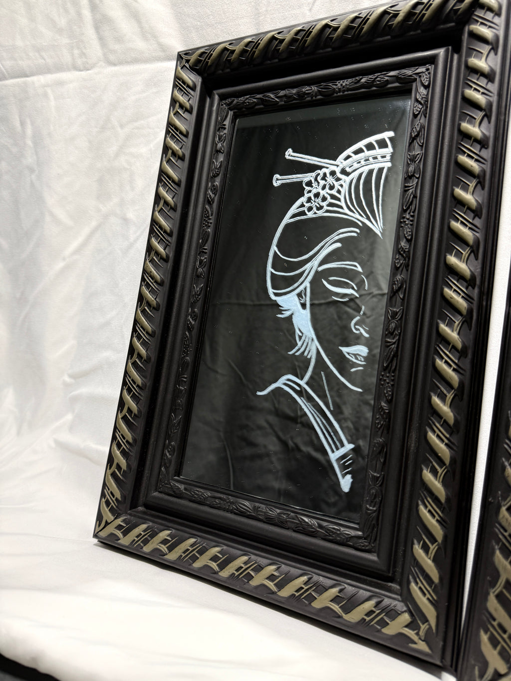 Geisha & Oni — Etched Mirror Set