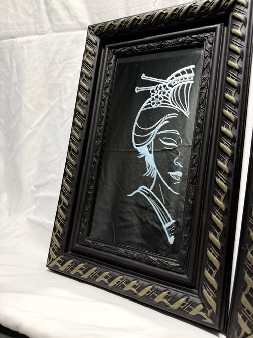 Geisha & Oni — Etched Mirror Set